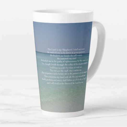 Psalm 23 De Heer is mijn Shepherd Beauful Beach Latte Mok (Rechterhoek)