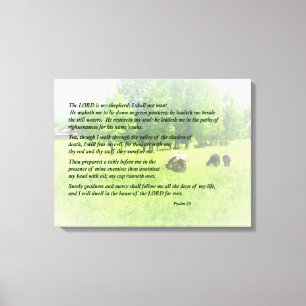 Psalm 23 De Heer is mijn Shepherd Canvas Afdruk