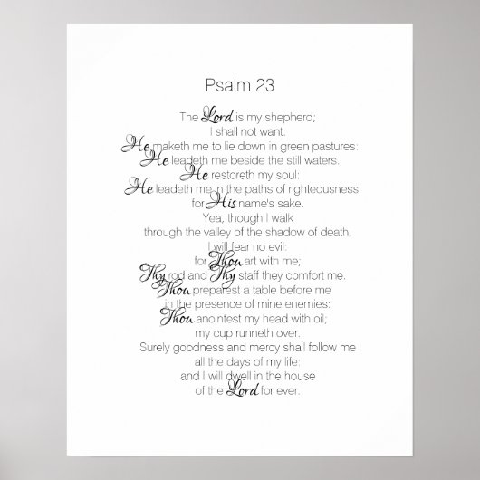 Psalm 23 De Heer is Mijn Shepherd KJV Bijbelversie Poster (Voorkant)