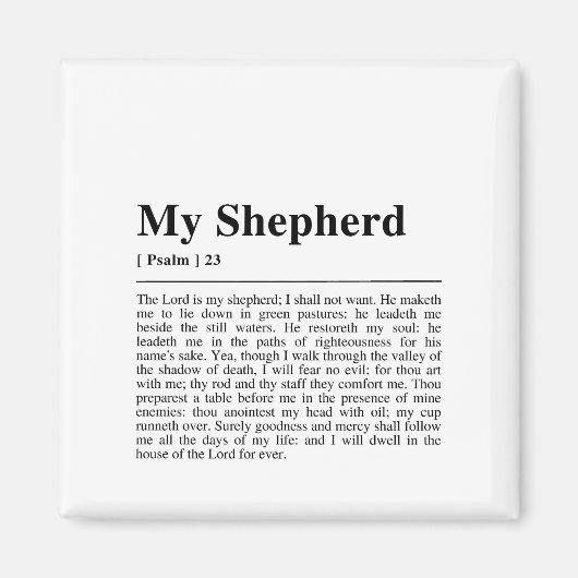 Psalm 23 De Heer is mijn Shepherd Magneet (Voorkant)