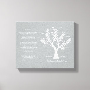 Psalm 23 Familieboom in Warm Grey Canvas Afdruk