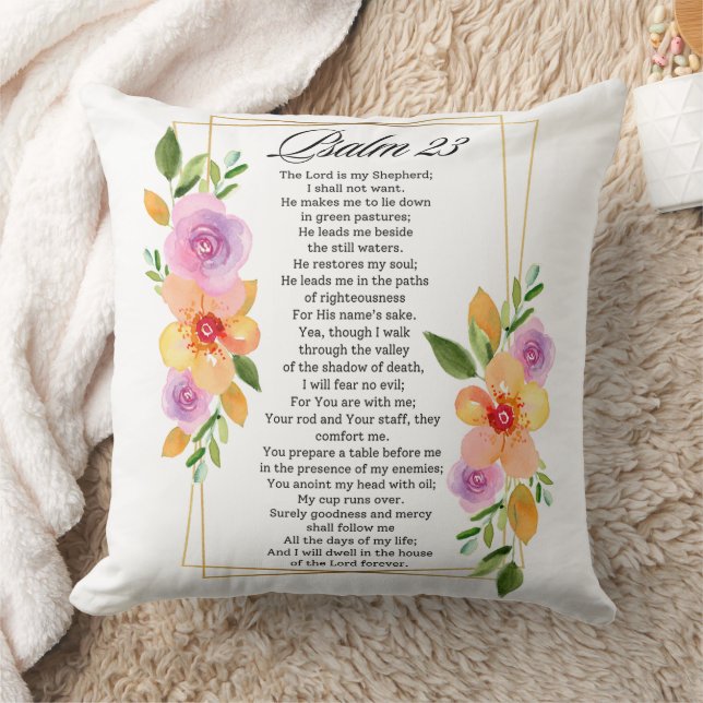 Psalm 23 Floral Geometric Frame Kussen (Deken)