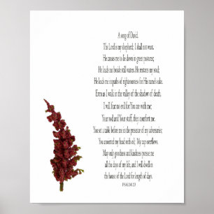 Psalm 23, Groene Plant Bloemen Poster Papier (Mat)