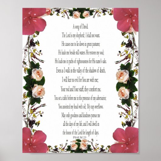 Psalm 23, Lijst met ventilator, papier met waardev Poster (Voorkant)