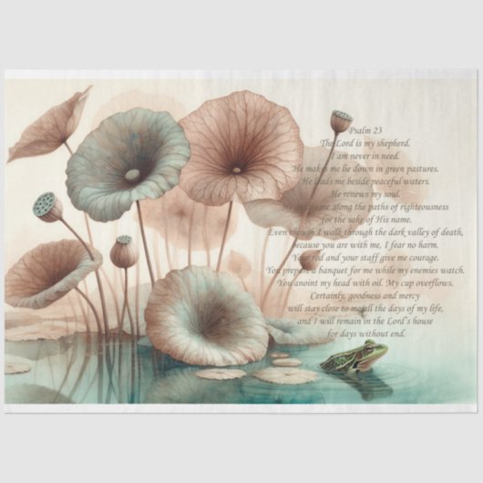 Psalm 23 Lotus, Kikkervijver Decoupage Tissuepapier (Voorkant)