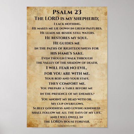 Psalm 23 {NHEB-versie.} Poster (Voorkant)