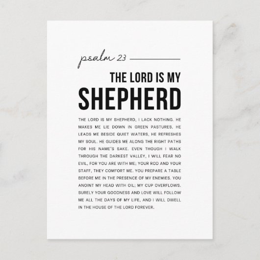 Psalm 23 NKJV De Heer is Mijn Herder Briefkaart (Voorkant)
