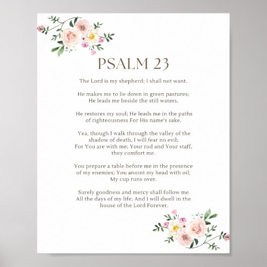 Psalm 23 NKJV De Heer is Mijn Herder Poster (Voorkant)