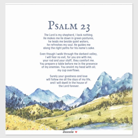 Psalm 23 NKJV De Heer is mijn herder Sticker (Vel)