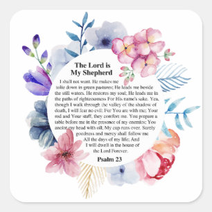 Psalm 23 NKJV De Heer is Mijn Herder Vierkante Sticker