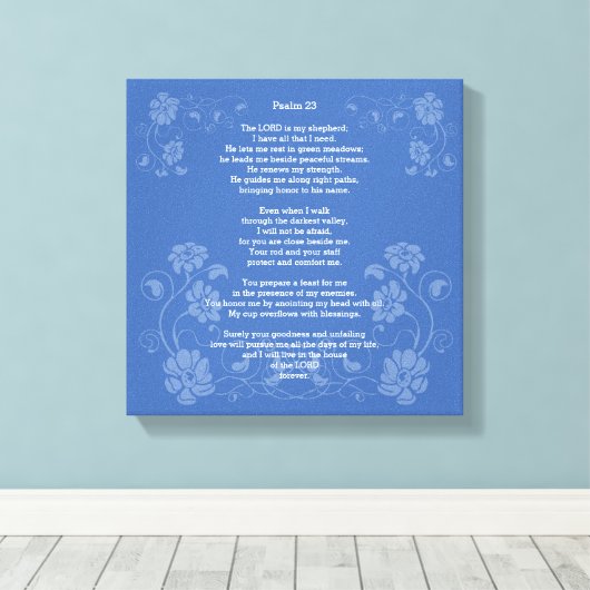 Psalm 23 NLT Canvas Afdruk (Insitu (Houten vloer))