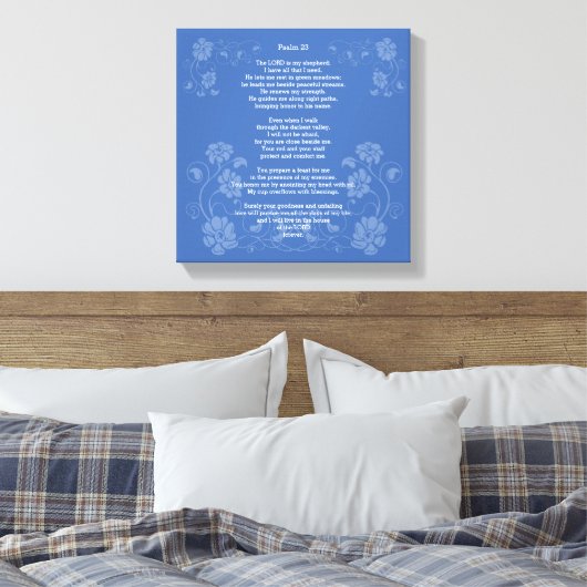 Psalm 23 NLT Canvas Afdruk (Insitu (Slaapkamer))