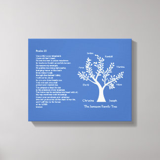 Psalm 23 NLT met stamboom, Canvas Afdruk