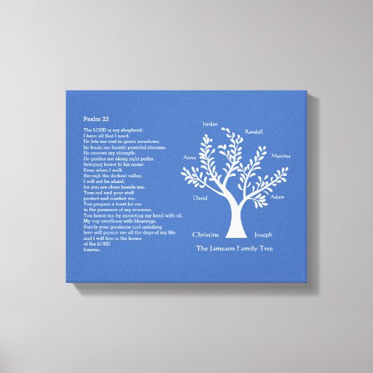 Psalm 23 NLT met stamboom, Canvas Afdruk (Voorkant)