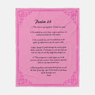 Psalm 23 roze grens fleece deken