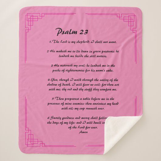 Psalm 23 roze grens Sherpa Blanket Sherpa Deken (Voorkant)