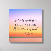 Psalm 23 Roze strand Canvas Afdruk (Voorkant)