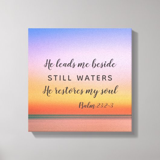 Psalm 23 Roze strand Canvas Afdruk (Voorkant)
