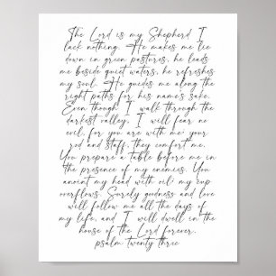 Psalm 23 Script Font Poster