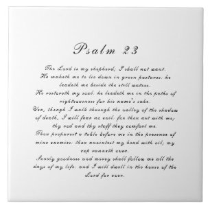Psalm 23-scripts Eenvoudig elegant zwart-wit Tegeltje
