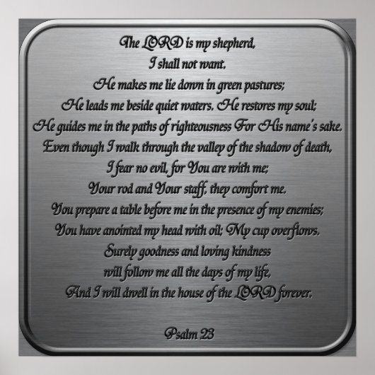 Psalm 23 - Staal Poster (Voorkant)