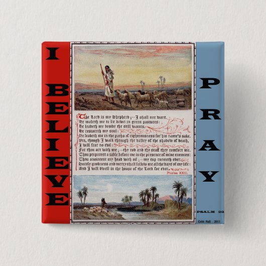 Psalm 23, The Lord is mijn Shepherd Prayer Button (Voorkant)