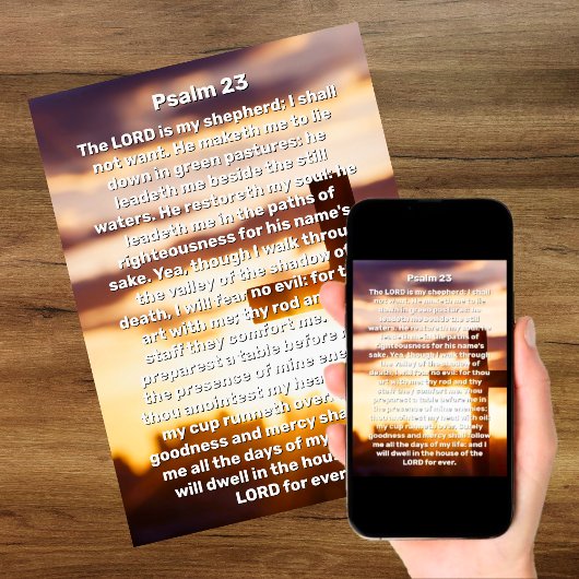 Psalm 23 Zon Kruis Viering van het Leven Funeral Kaart