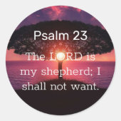 Psalm 23 - Zonnebomen Ronde Sticker (Voorkant)