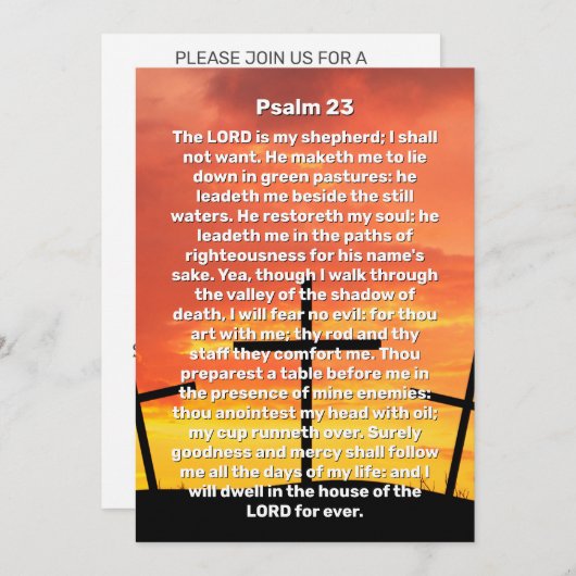 Psalm 23: Zonnekruisviering van de begrafenis Kaart (Voorkant / Achterkant)