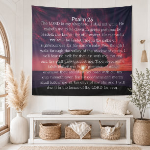 Psalm 23 Zonsondergang Boom Wandkleed