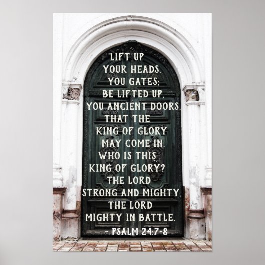 Psalm 24:7-8 Haal je hoofd omhoog, bijbel Poster (Voorkant)