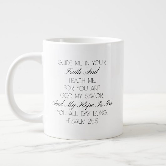 Psalm 25:5 Hope Bible Verse Mug  Extra Grote Beker (Links)