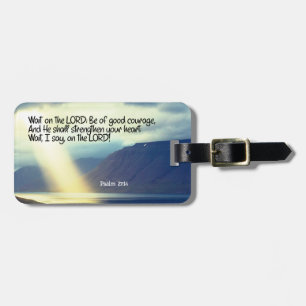 Psalm 27:14 Wacht op de Heer Bijbel Verse Oceaan Bagagelabel