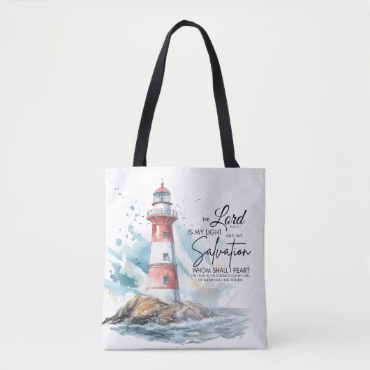 Psalm 27:1 De Heer van de Bijbel is mijn licht en  Draagtas (Voorkant)