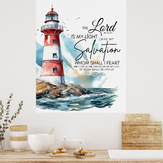 Psalm 27:1 De Heer van de Bijbel is mijn licht en Poster (Keuken)