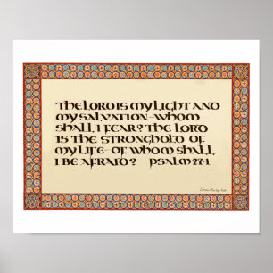 Psalm 27:1 verlichte kalligrafie Uncial script Poster