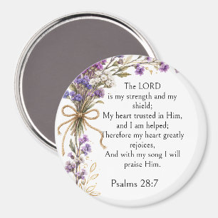 Psalm 28:7 Bijbelvers, Paarse Lavendel Bloemige Ku Magneet