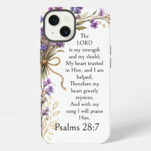 Psalm 28:7 Bijbelvers, Paarse Lavendel Bloemstuk K iPhone 13 Hoesje