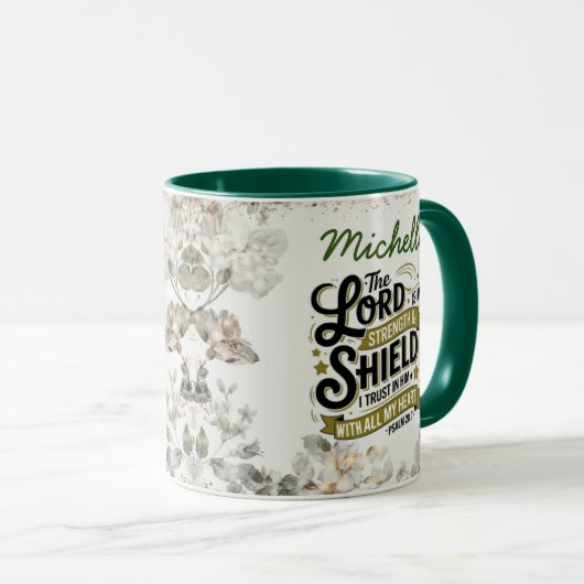 Psalm 28:7 Heer, mijn kracht en mijn schild Mok (Voorkant rechts)