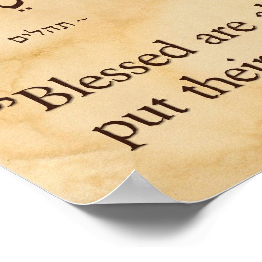 Psalm 2 : 12 Hebreeuws en Engels Poster (Hoek)