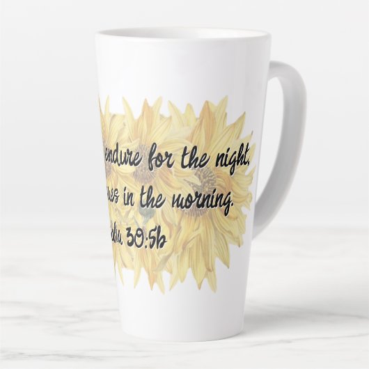 Psalm 30:5b latte mok (Rechterhoek)