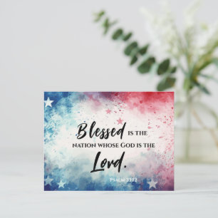 Psalm 33:12 Gezegend is de natie USA Vlag Bijbel Briefkaart