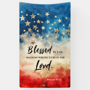 Psalm 33:12 Gezegend is de Nation USA Vlag Bijbel Spandoek