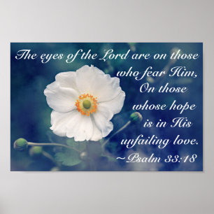 Psalm 33:18 Hoop in Zijn onfaalbare liefde, Schrif Poster