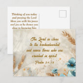 Psalm 34:18 De Heer is dicht bij de gebroken Bijbe Briefkaart (Voorkant / Achterkant)