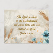 Psalm 34:18 De Heer is dicht bij de gebroken Bijbe Briefkaart (Voorkant)