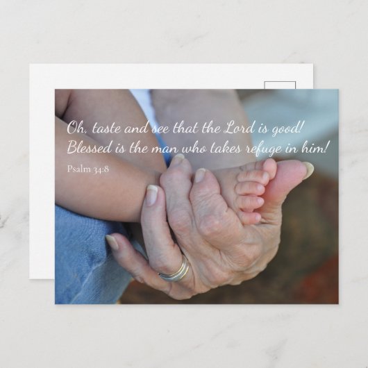 Psalm 34:8 Baby op Oma's Lap Briefkaart (Voorkant / Achterkant)