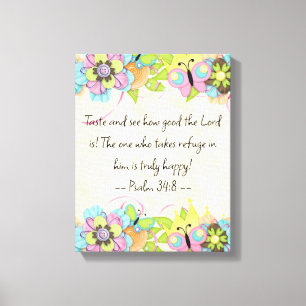 Psalm 34: 8   Motivatie Bijbel Quotes Verse Canvas Afdruk