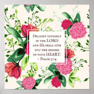Psalm 37:4 Doe jezelf plezier in de Lord Clover Poster