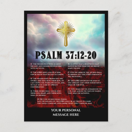 Psalm 37 vers 12 tot en met 20 hemel en hel briefkaart (Voorkant)